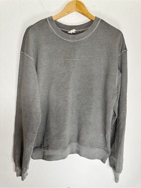 Unlabeled The Brand Cotton Terry Crew Neck Sweatshirt in Dark Gray Size Large